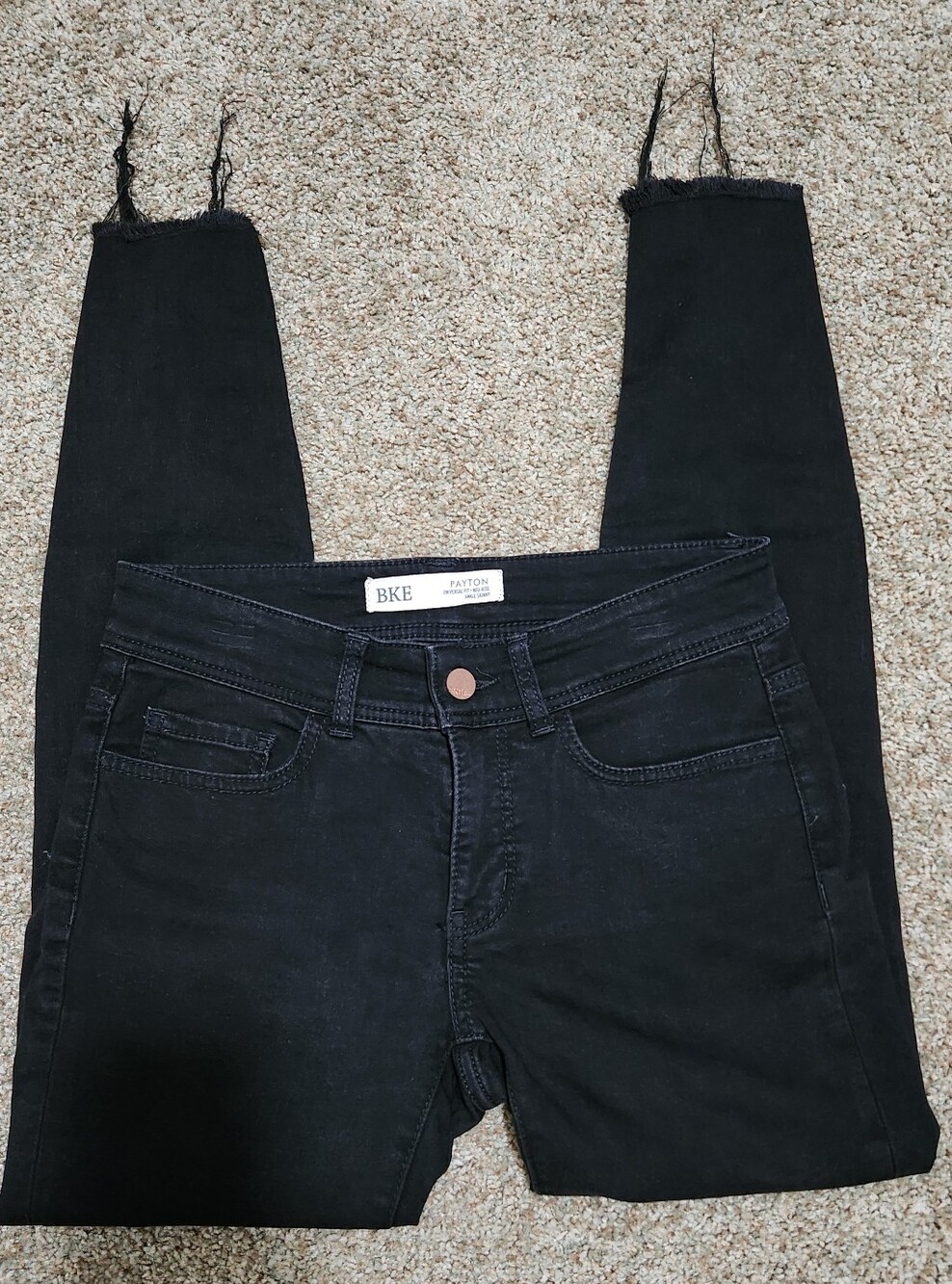 BKE Payton Women's Black Skinny Jeans with Raw Hem